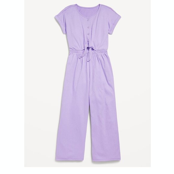 Girls Short Sleeve Tie-Knot Jumpsuit Romper in Purple Lavender Old Navy - Picture 2 of 4